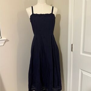 Gap Navy Blue Halter Midi Dress w/Lace Trim
